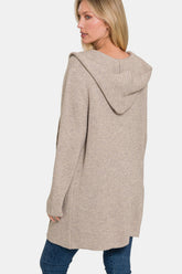 Zenana Women's Hooded Open Front Cardigan with Pockets